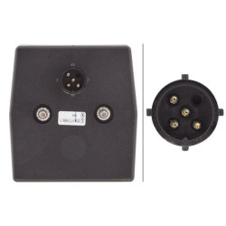 Kvadratinis galinis žibintas, 12V, raudona/oranžinė, užsukamas, 98x51x103mm, 5 kontaktų, Hella 2SE998530077