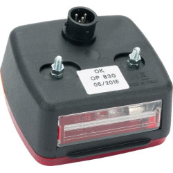 Galinis LH kvadratinis žibintas, 12V, raudonas/gintaras, užsukamas, 108x103x103mm, bajonetas, Ajba LA18006