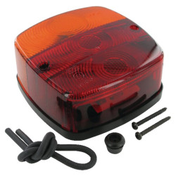 Galinis kvadratinis žibintas, 12V, raudonas/gintaras, užsukamas, Plokščias kištukas, Geka BBS1235