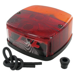 Galinis kvadratinis žibintas, 12V, raudonas/gintaras, užsukamas, Plokščias kištukas, Geka BBSK1235