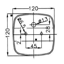 Galinis kvadratinis žibintas, 12V, raudonas/gintaras, užsukamas, Plokščias kištukas, Geka BBSK1235