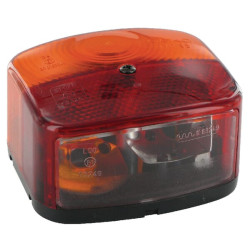 Galinis žibintas LH kvadratas, 12V, gintaras/raudonas, užsukamas, Plokščias kištukas, Geka BBSK95L