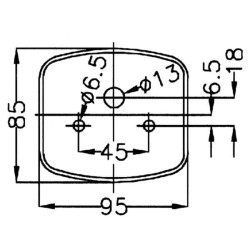 Galinis žibintas LH kvadratas, 12V, gintaras/raudonas, užsukamas, Plokščias kištukas, Geka BBSK95L