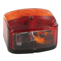 Galinis žibintas RH kvadratinis, 12V, gintaras/raudonas, užsukamas, Plokščias kištukas, Geka BBSK95R