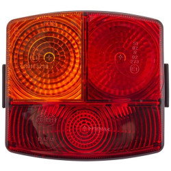 Galinis LH kvadratinis žibintas, 12V, gintarinis/raudonas, užsukamas, 95x54,5x90mm, Hella 2SD002776231