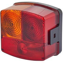 Galinis LH kvadratinis žibintas, 12V, gintaras/raudonas, užsukamas, 95x54,5x90mm, Hella 2SE002776211