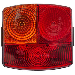 Galinis LH kvadratinis žibintas, 12V, gintaras/raudonas, užsukamas, 95x54,5x90mm, Hella 2SE002776211