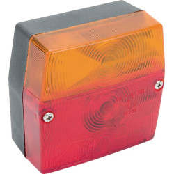 Kvadratinis galinis žibintas, 12V, raudonas/gintaras, prisukamas, Minipoint by Aspöck 230300037