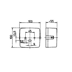 Galinis kvadratinis žibintas, 12V, gintaras/raudonas, užsukamas, 103x55x100mm, Jokon 101002100
