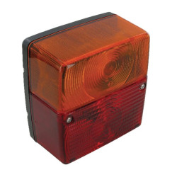 Galinis kvadratinis žibintas, 12V, gintaras/raudonas, užsukamas, 104x54x100mm, bajonetas, Jokon 101036000