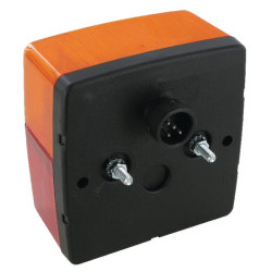 Galinis kvadratinis žibintas, 12V, gintaras/raudonas, užsukamas, 104x54x100mm, bajonetas, Jokon 101036000