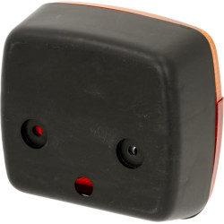 Galinis LH kvadratinis žibintas, 12/24V, raudonas/gintaras, užsukamas, 105x100x52mm LA11004