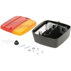 Galinis LH kvadratinis žibintas, 12/24V, raudonas/gintaras, užsukamas, 105x100x52mm LA11004