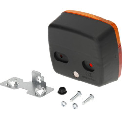 Galinis dešinys kvadratinis žibintas, 12/24V, raudonas/gintaras, užsukamas, 105x100x52mm LA11003