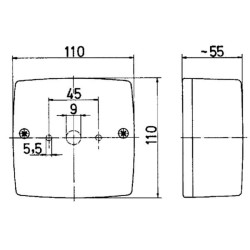 Galinis kvadratinis žibintas, 12V, gintarinis/raudonas/skaidrus, užsukamas, 110x55x110mm, Jokon 101011411