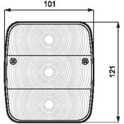 Galinis kvadratinis žibintas, 12/24V, gintaras/raudonas, užsukamas, 101x121mm, Waś 1400680100
