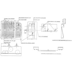 Galinis kvadratinis žibintas, 12/24V, gintaras/raudonas, užsukamas, 101x121mm, Waś 1400680100