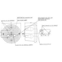 Galinis dešinys apvalus žibintas, 12/24V, gintaras/raudonas, užsukamas, Ø 132mm, Waś 1400681110