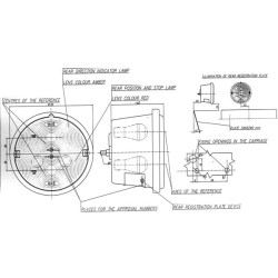 Galinis žibintas LH apvalus, 12/24V, gintaras/raudonas, užsukamas, Ø 132mm, Waś 1400681100