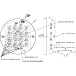 Daugiafunkcinis priekinis šviesos diodas, apvalus, 12 V, skaidrus, užsukamas, Ø 115 mm, Waś 1400682000
