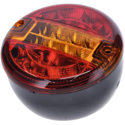 Daugiafunkcinis galinis žibintas LED, apvalus, 12-24V, Ø 140mm, "hamburger", Kramp LA40089