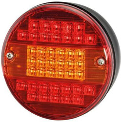 Galinis šviesos diodas, apvalus, 24 V, raudonas/oranžinis, užsukamas, Ø 140 mm, 42 LED, Hella 2SD001685347