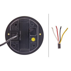 Galinis šviesos diodas, apvalus, 12/24 V, raudonas/geltonas, įjungiamas, 4 šviesos diodai, Hella 2SD344100001