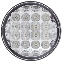 Galinis šviesos diodas, 4,50 W, apvalus, 12/24 V, geltonas / skaidrus, užsukamas, Ø 122,5 mm, 24 šviesos diodai, Hella 2SD344200