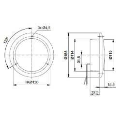 Galinis šviesos diodas, 4/3/1W, 12V, Ø 155mm, Jokon 100055000