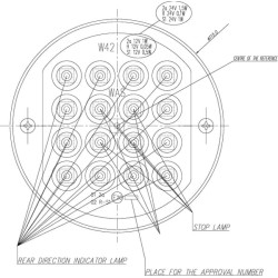 Daugiafunkcinis galinis šviesos diodas, apvalus, 12-24 V, Ø 115 mm, 5 kontaktų, Kramp LA40048