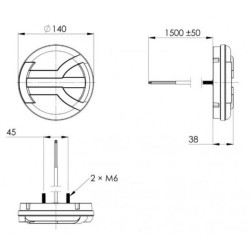 Galinis šviesos diodas, apvalus, 12/24V, balta/oranžinė/raudona, Ø140mm, Kramp LA40065
