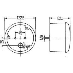 Galinis apvalus žibintas, 12/24V, raudonas/oranžinis, užsukamas, Ø 122,5 mm, Hella 2SD964169111