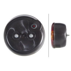 Galinis apvalus žibintas, 12/24V, gintarinis/raudonas, užsukamas, Ø 140mm, Hella 2SD001685231