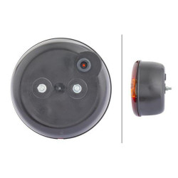 Galinis apvalus žibintas, 12/24V, gintarinis/raudonas, užsukamas, Ø 140mm, Hella 2SD001685211