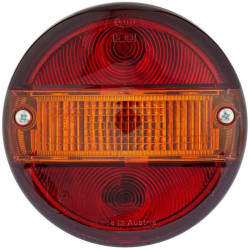 Galinis apvalus žibintas, 12/24V, gintarinis/raudonas, užsukamas, Ø 140mm, Hella 2SD001685211