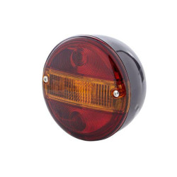 Galinis apvalus žibintas, 12 V, gintarinis/raudonas, užsukamas, Ø 140 mm, 4 kontaktų, Hella 2SD001685317
