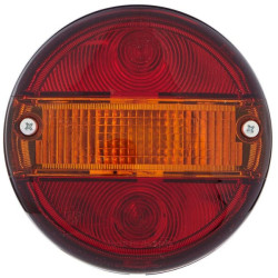 Galinis apvalus žibintas, 12 V, gintarinis/raudonas, užsukamas, Ø 140 mm, 4 kontaktų, Hella 2SD001685317