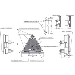 Galinis žibintas RH LED, trikampis, 12/24V, gintaras/raudonas, užsukamas, 163x60,3x144mm, Waś 1400300330