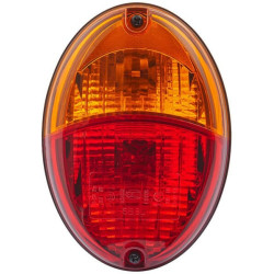 Galinis žibintas ovalus, 12V, raudonas/gintaras, užsukamas, 140,4x98,4x98,4 mm, Hella 2SD343130071