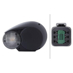 Priekinis žibintas halogeninis, apvalus kairysis, 12 V, baltas/pilkas, užsukamas, Ø 144,5 mm, Hella 1E3996160011