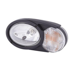 Priekinis žibintas halogeninis, dešinysis ovalus, 12/24V, baltas/pilkas/skaidrus, užsukamas, 304,5x153,3 mm Deutsch kištukas, He