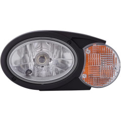 Priekinis žibintas halogeninis, dešinysis ovalus, 12/24V, baltas/pilkas/skaidrus, užsukamas, 304,5x153,3 mm Deutsch kištukas, He