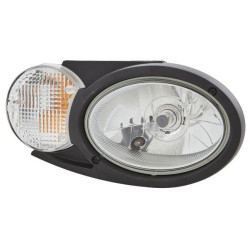 Priekinis žibintas halogeninis, dešinysis ovalus, 12/24V, baltas/pilkas/skaidrus, užsukamas, 304,5x153,3 mm Deutsch kištukas, He