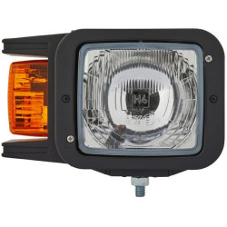 Priekinis žibintas halogeninis, dešinysis stačiakampis, 12/24V, skaidrus/geltonas, užsukamas, 247x119x163mm, Hella 1EA007108021