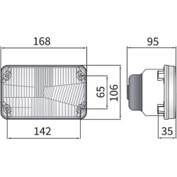 Priekinis žibintas halogeninis, stačiakampis, 12/24V, 168x106mm, Kramp LA80170