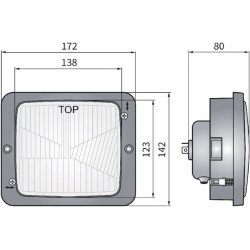 Priekinis žibintas halogeninis, stačiakampis, 12/24V, 172x142mm, Kramp LA80156
