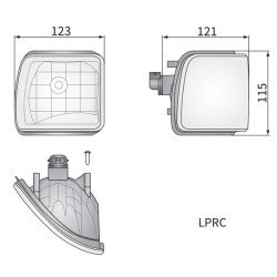 Kampinis darbinis šviestuvas halogeninis, dešinysis, 12V, 50W, kvadratinis, baltas, 123x115x121mm, PGJ13 kištukas, Wesem LPRC547