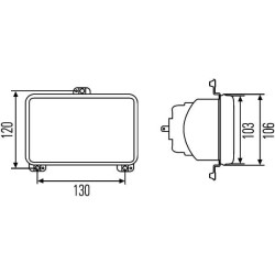 Priekinis žibintas halogeninis, stačiakampis, 12/24V, skaidrus, Hella 1AB006277127