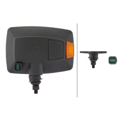 Priekinis žibintas halogeninis, dešinysis stačiakampis, 12V, skaidrus/gintarinis, užsukamas, Hella 1SA996120061