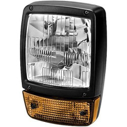 Priekinis žibintas halogeninis, kvadratinis, 12V, skaidrus/gintarinis, užsukamas, 212x150xAMP 6 kontaktų, Hella 1SA996120471